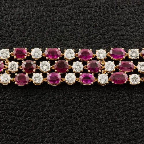 Ruby & Diamond Necklace, Bracelet & Earrings Suite