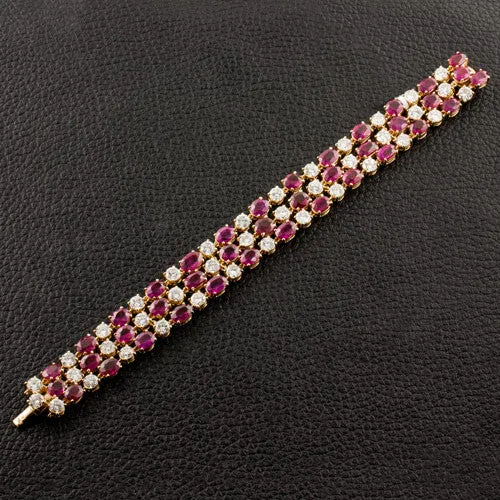 Ruby & Diamond Necklace, Bracelet & Earrings Suite