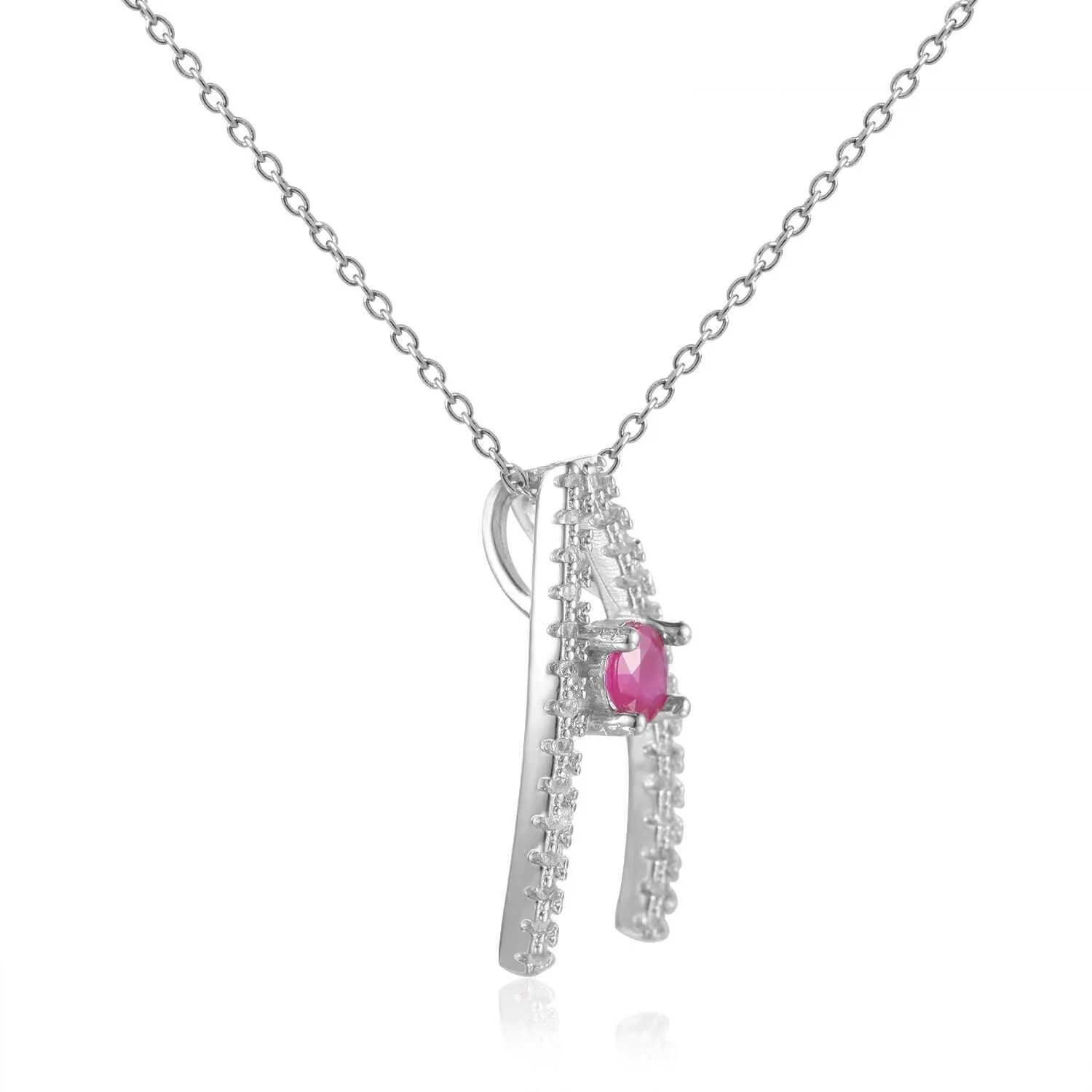 Ruby Letter "A" Round Shaped Necklace