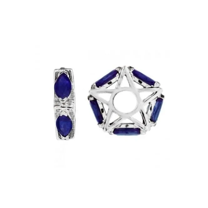 Silver & Sapphire Star Wheel Charm S046S