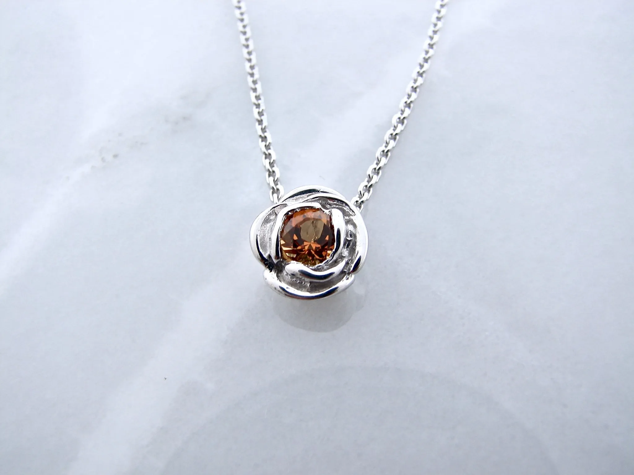Silver Citrine Birthstone Necklace, Rose Slider
