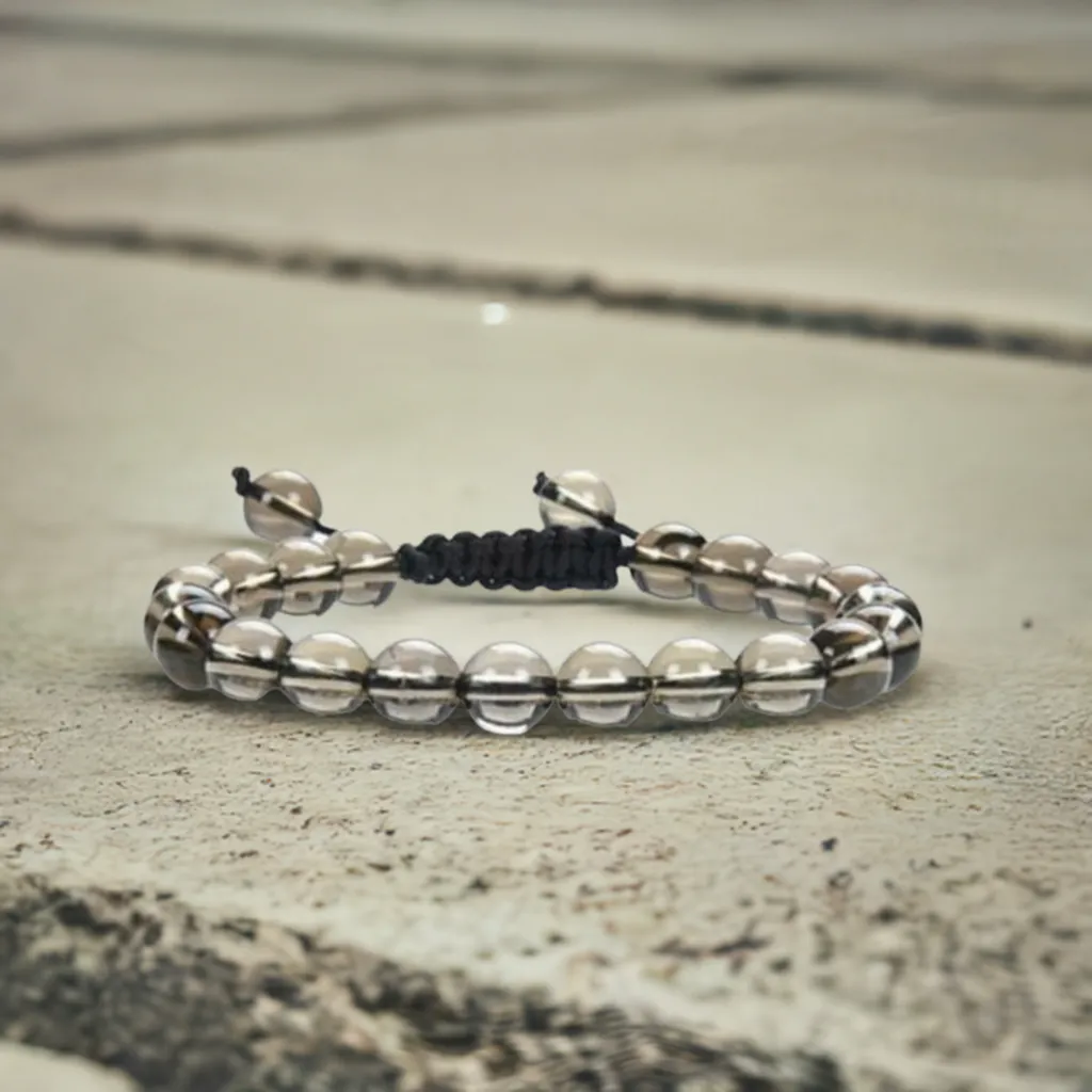 Smoky Quartz Adjustable Rope Bracelet | Grounding, Protection & Emotional Clarity