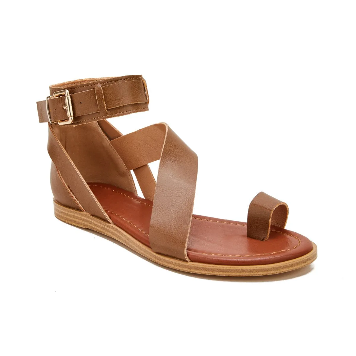 Sohiwoo  Women's Fashion Sandals Toe Ring Sandals Flip-flops Casual Flat Heel Sandals Buckle Strap Sandals