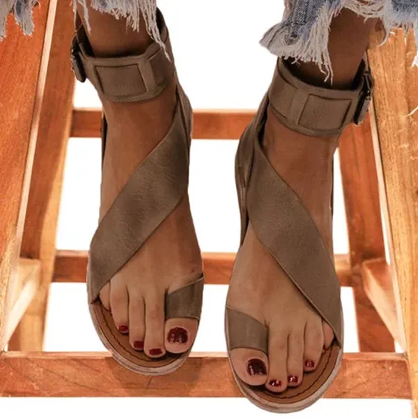 Sohiwoo  Women's Fashion Sandals Toe Ring Sandals Flip-flops Casual Flat Heel Sandals Buckle Strap Sandals
