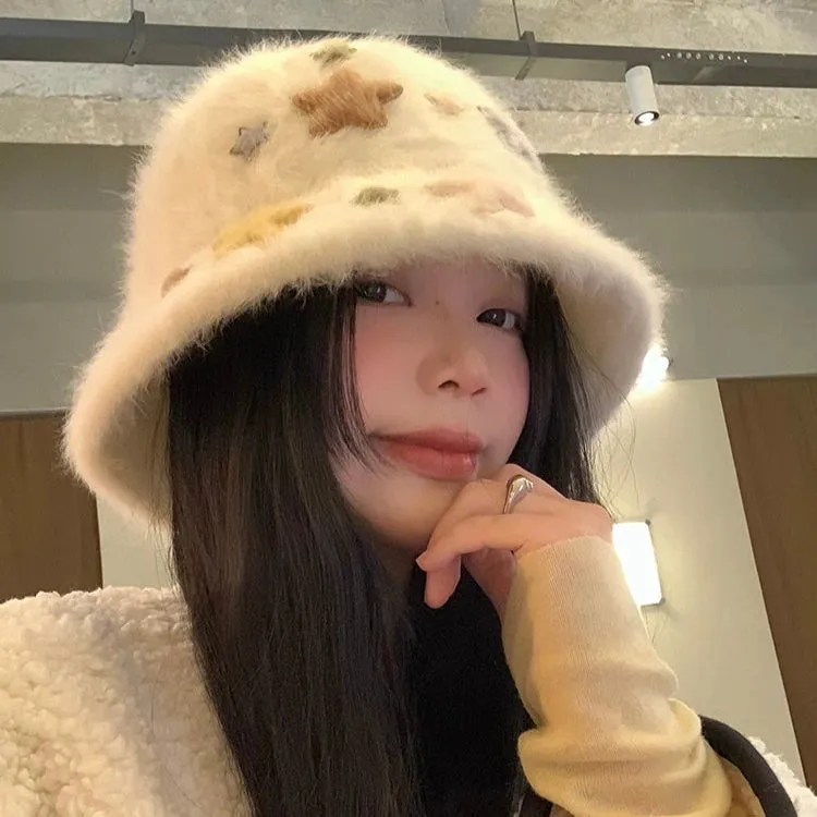 Star Rabbit Fur Fisherman Hat