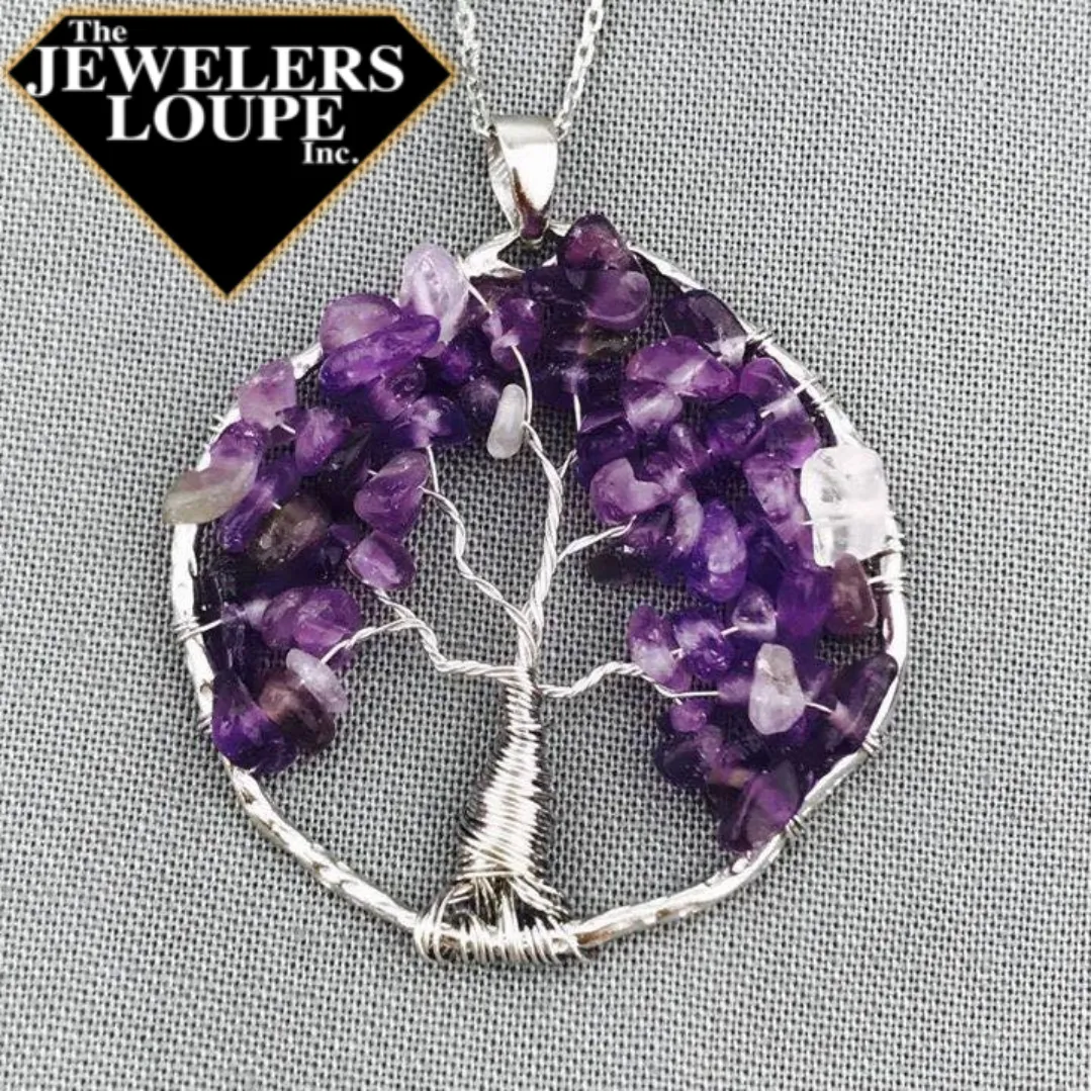Sterling Silver Amethyst Tree of Life Necklace (90507)