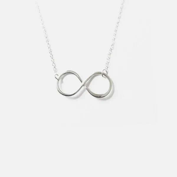 Sterling Silver Infinity Necklace 16-17 inch - 1 inch Charm