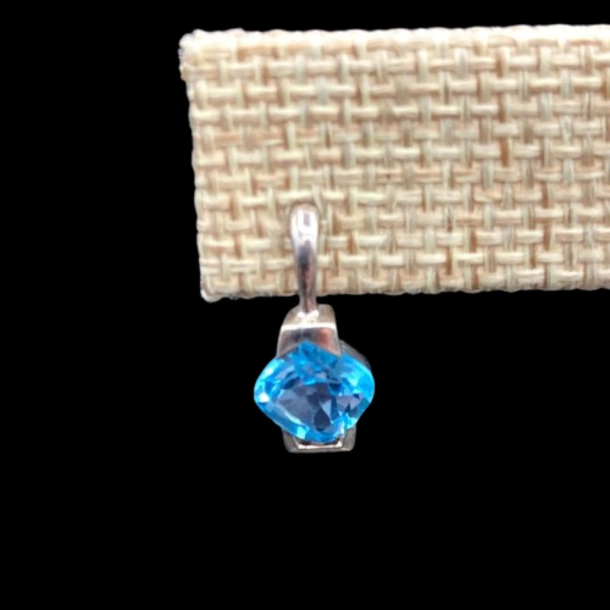 Sterling Silver Rhombus Shaped Blue Topaz Earrings