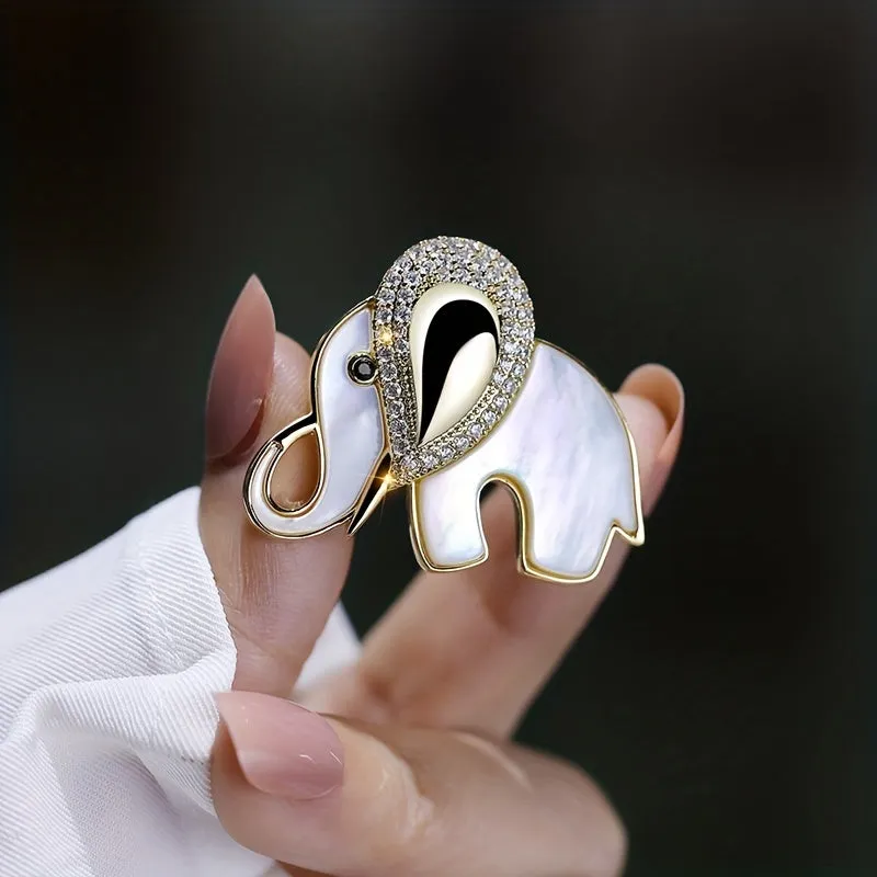 Stunning Elephant Rhinestone Brooch  Enamel Clothing Pin and Accessory