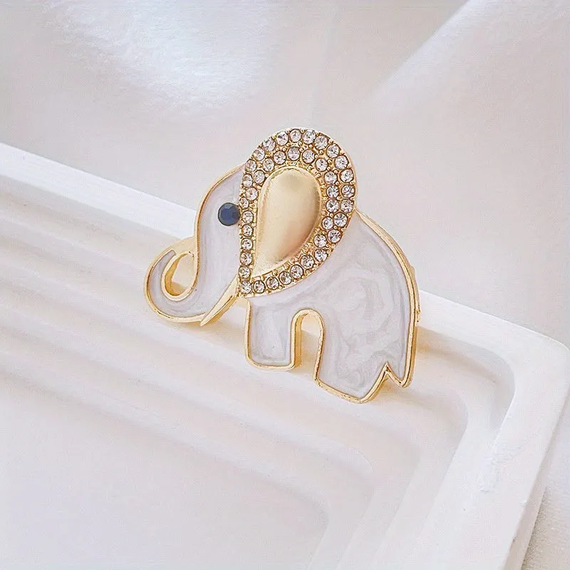 Stunning Elephant Rhinestone Brooch  Enamel Clothing Pin and Accessory
