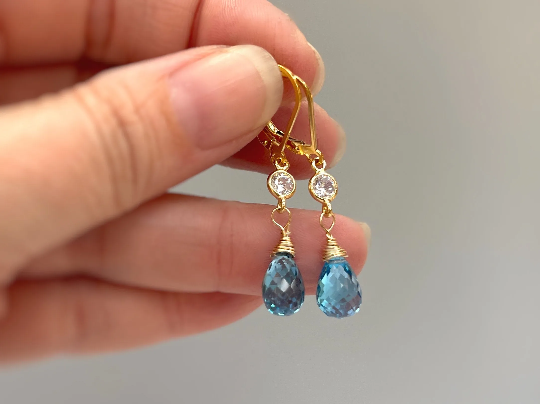 Swiss Blue Topaz earrings dangle