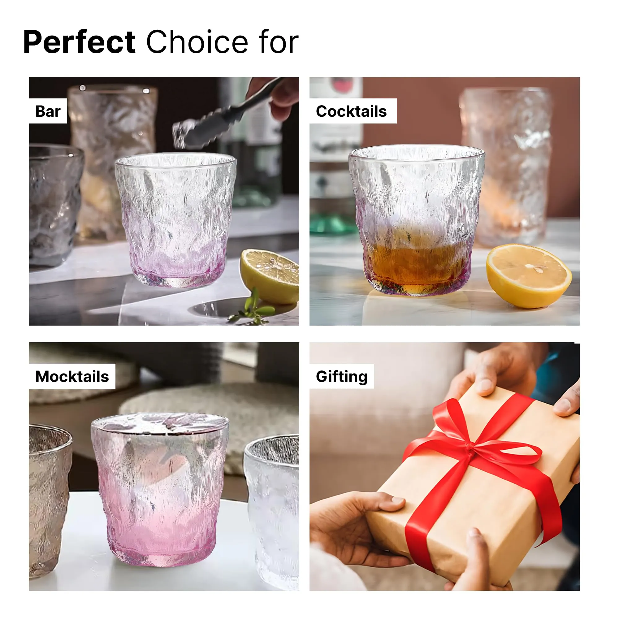 The Better Home Zest Juice Glasses Set of 2 (270ml Each) | Water Glasses | Cold Drink Glass | Lead Free Drinking Glasses | Kitchen Gift Items | Kaanch Ke Glass | Housewarming Gifts (Purple)