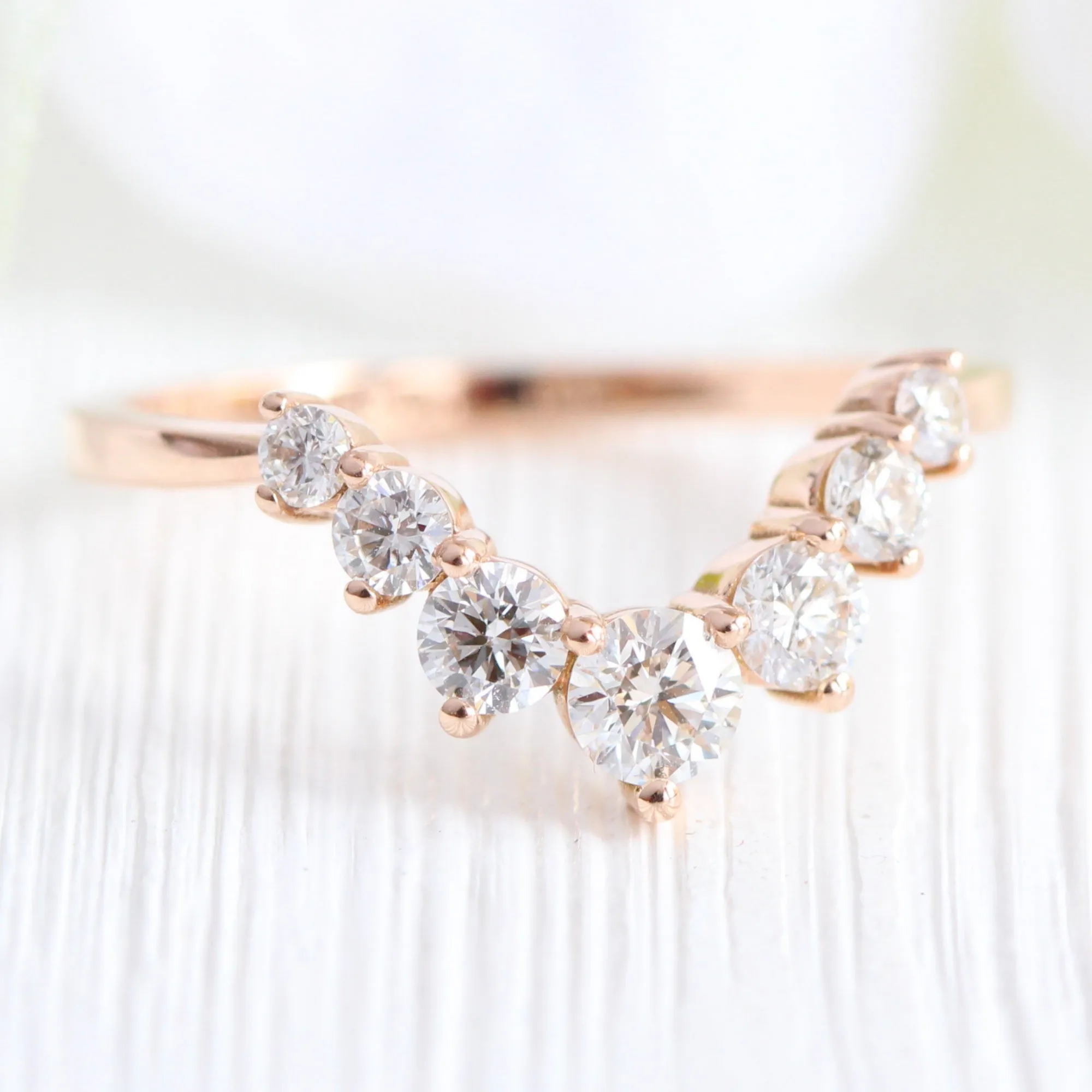 Tiara Halo Oval Ring Bridal Set w/ Emerald and Large 7 Diamond U Band