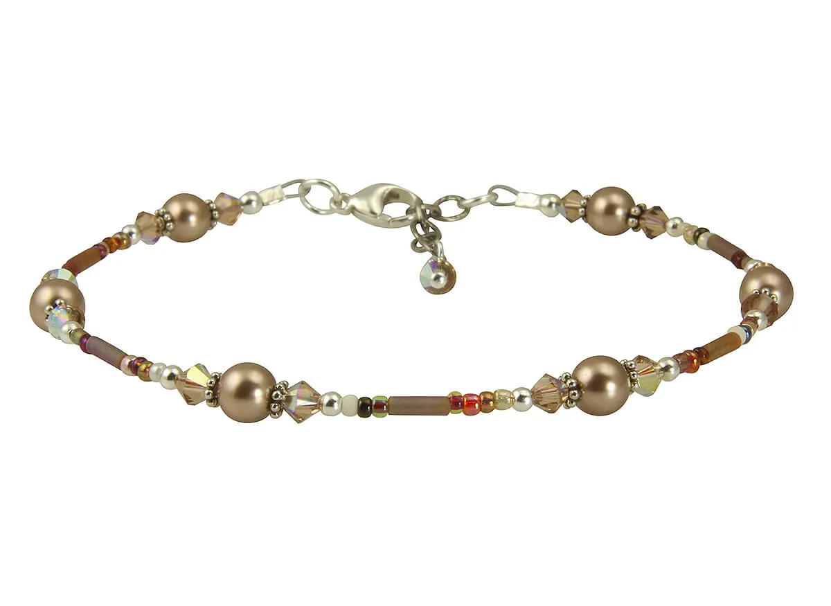 Topaz Almond Pearl Beaded Anklet
