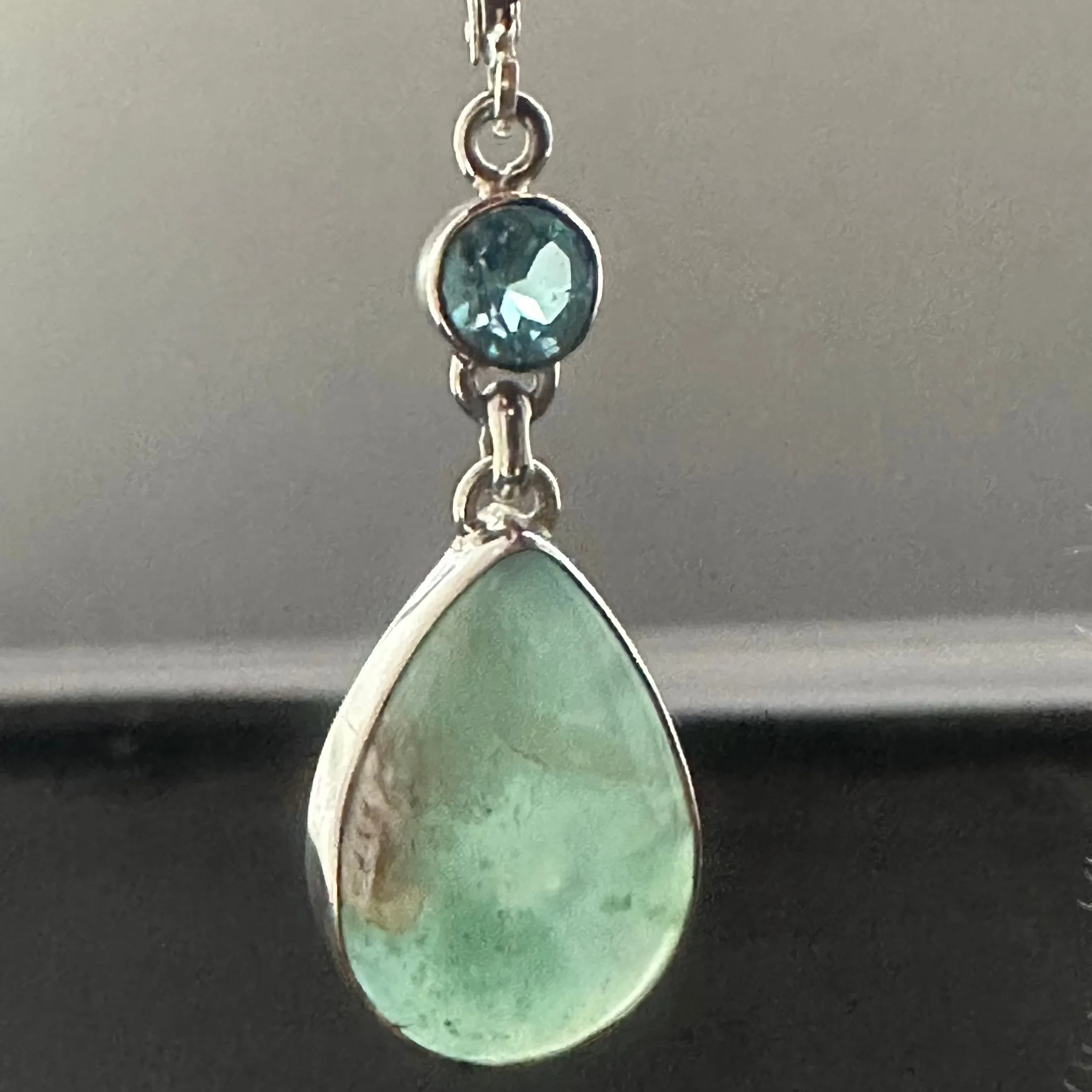 Variscite Jewelry Blue Topaz Drop Earrings Sterling