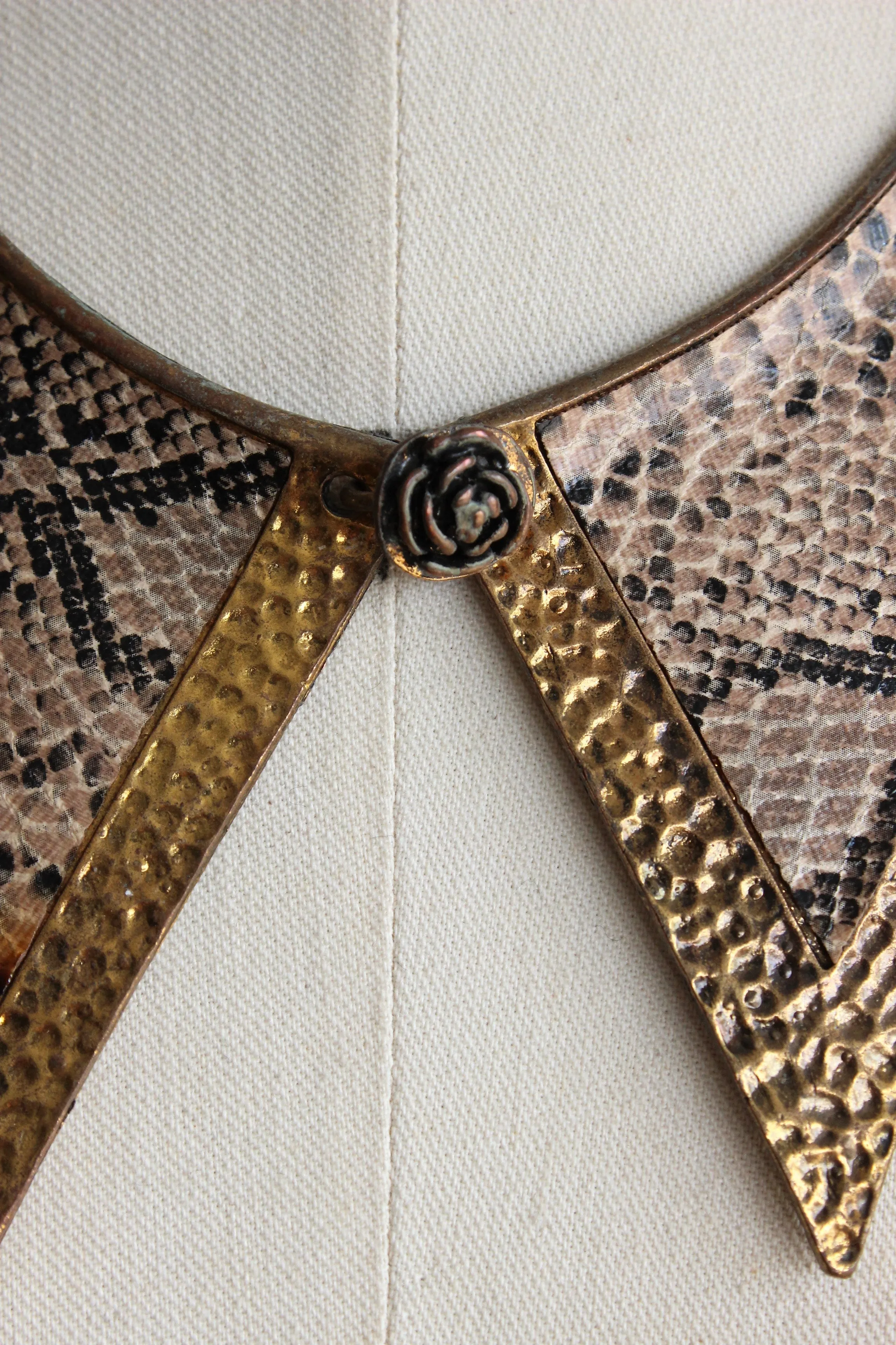 Vintage 1990s Faux Snakeskin Metal Necklace