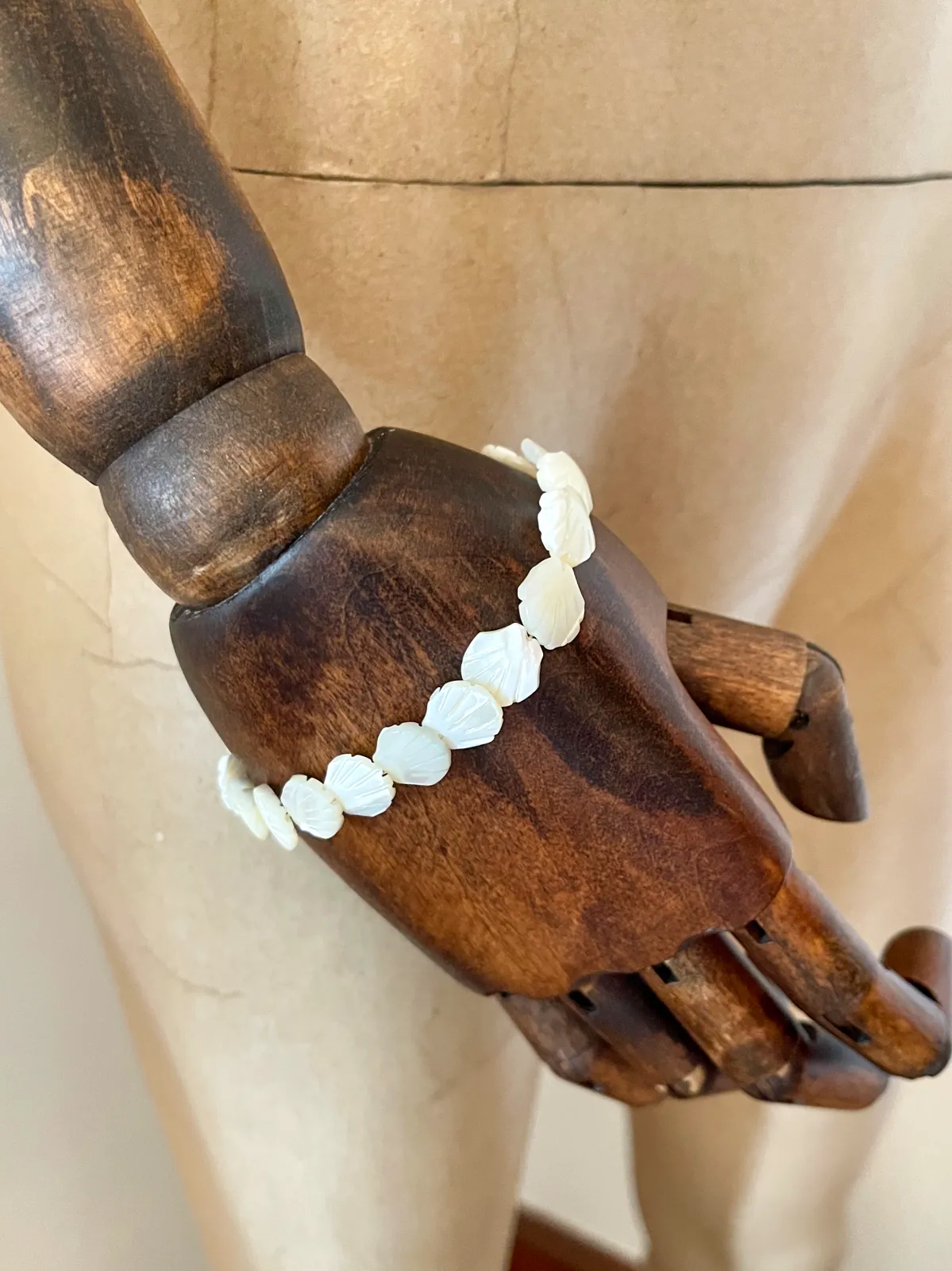Vintage Carved Shell Mother Of Pearl Bracelet