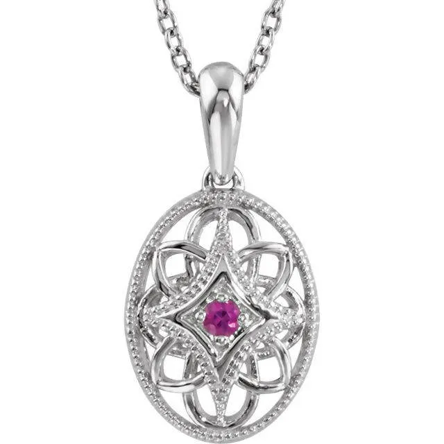 Vintage Inspired Sterling Silver .04 CTW Sapphire 18'' Necklace