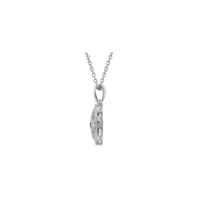 Vintage Inspired Sterling Silver .04 CTW Sapphire 18'' Necklace