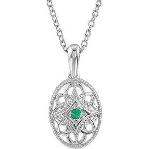 Vintage Inspired Sterling Silver .04 CTW Sapphire 18'' Necklace