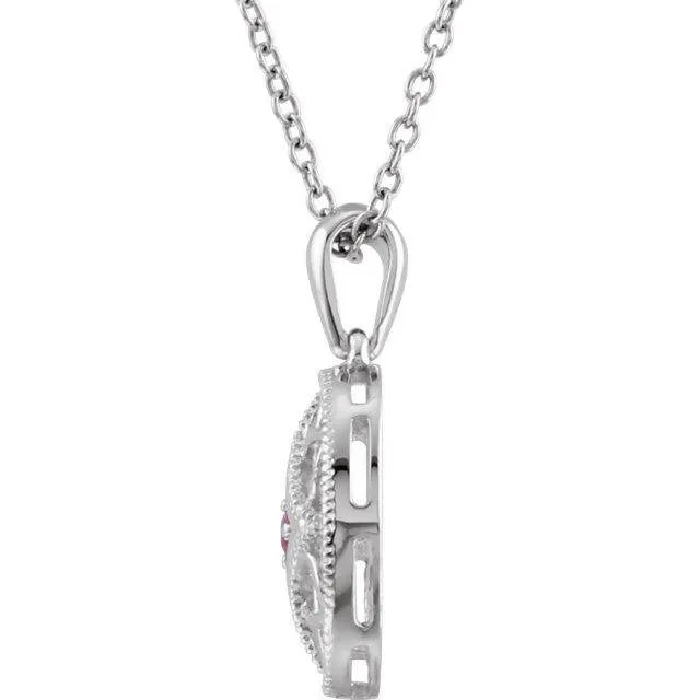 Vintage Inspired Sterling Silver .04 CTW Sapphire 18'' Necklace