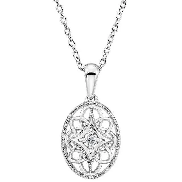 Vintage Inspired Sterling Silver .04 CTW Sapphire 18'' Necklace
