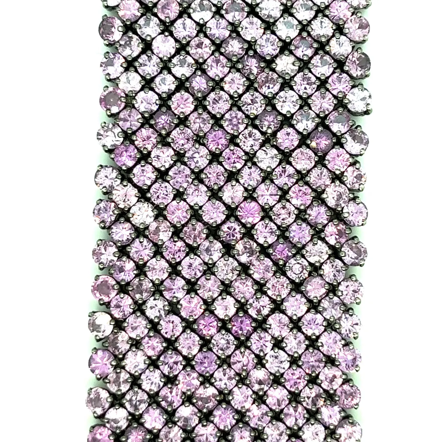 Wide Pink Sapphire and Sterling Bracelet