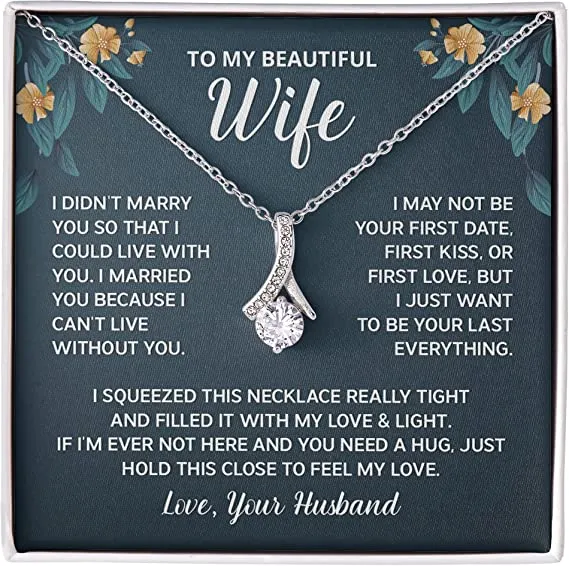 Wife Necklace Gifts From Husband, Valentine's day, Wedding Anniversary Jewelry For Wife From Husband, Wife Birthday Gifts