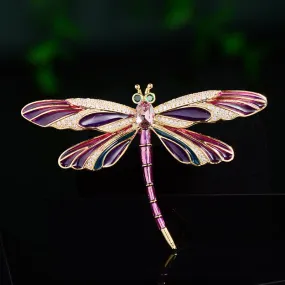 Women's Vintage Luxury Enamel Colored Dragonfly Brooch